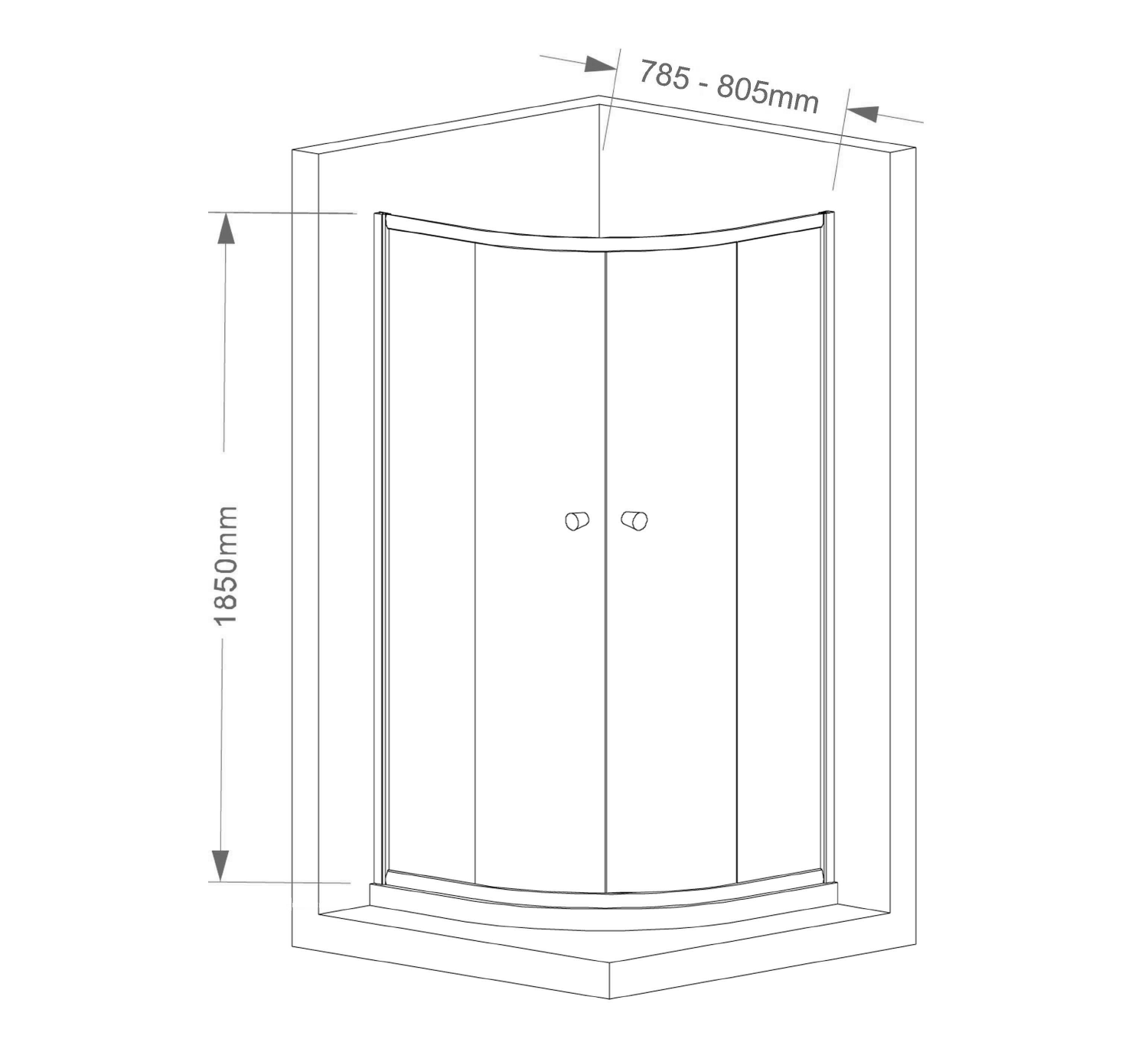 Detail van glas en chroom van Aqualine Arleta douchecabine