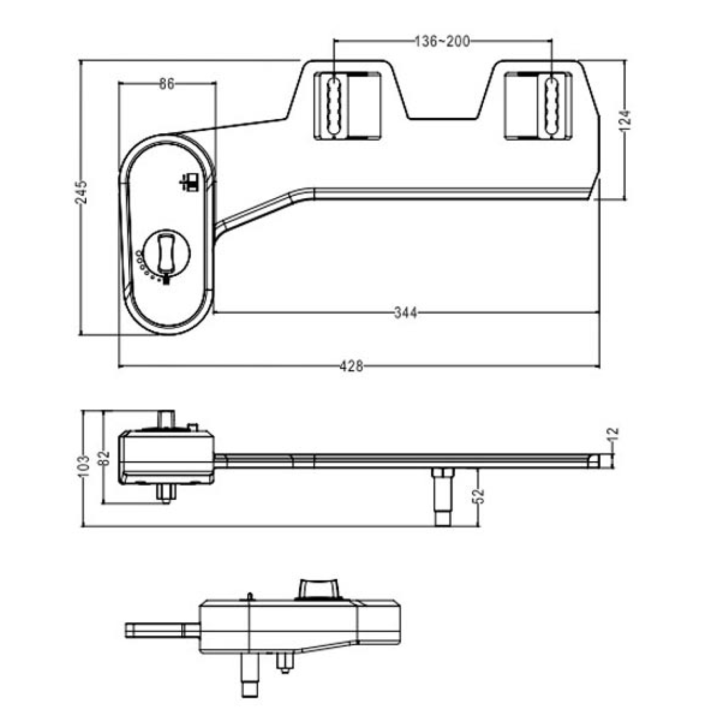 Toilet bidetset onderdouche voor montage achteraf koud water