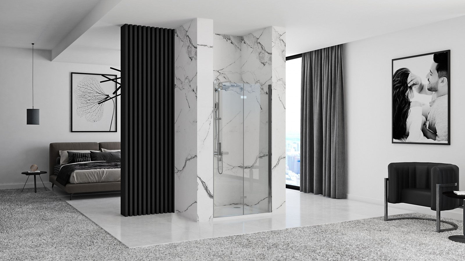 Detail van douchedeur Rea Molier Chroom