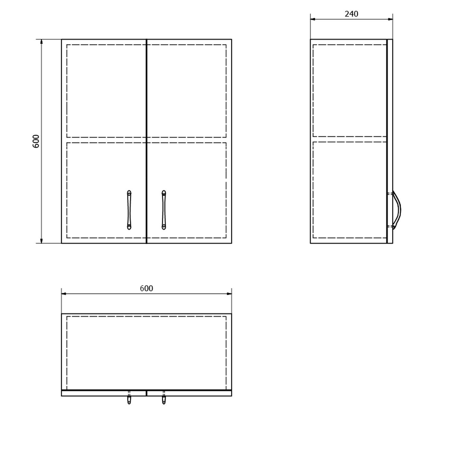 Bovenkast Simplex Eco 60 x 60 x 24 met 2 deuren