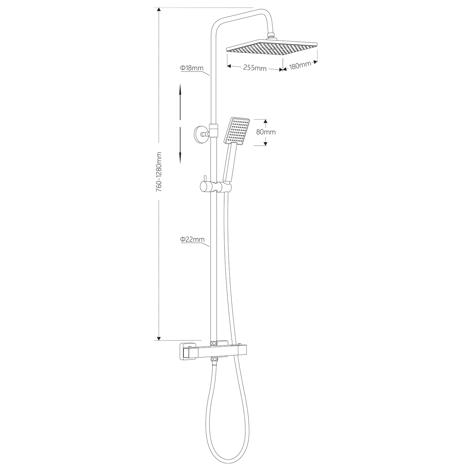 Aqualine Opbouw Doucheset met Thermostatische Kraan Chroom
