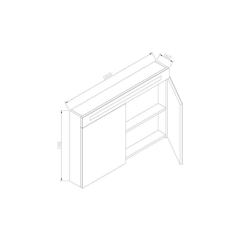 Spiegelkast 100x70 LED verlichting stopcontact en schakelaar wit