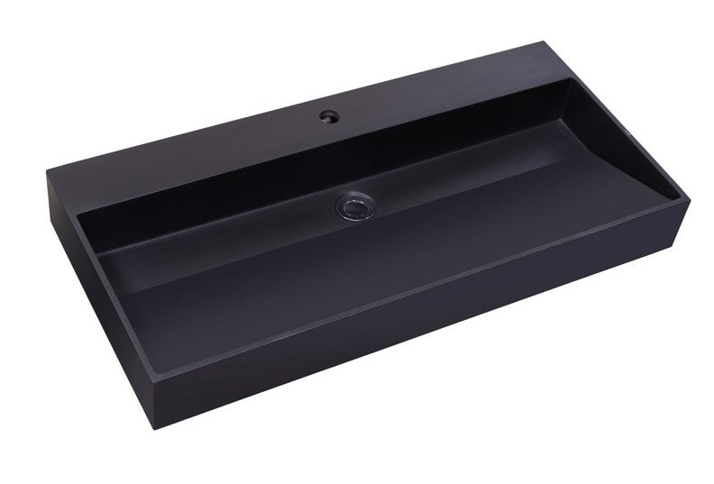 Wastafel 100x47 Quartz Trend zwart met enkele wasbak