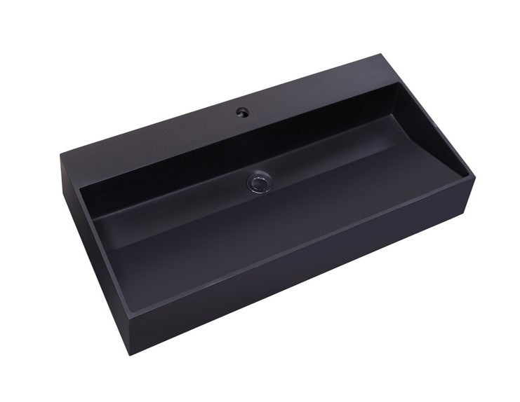 Wastafelblad 80x47cm zwart Quartz Trend