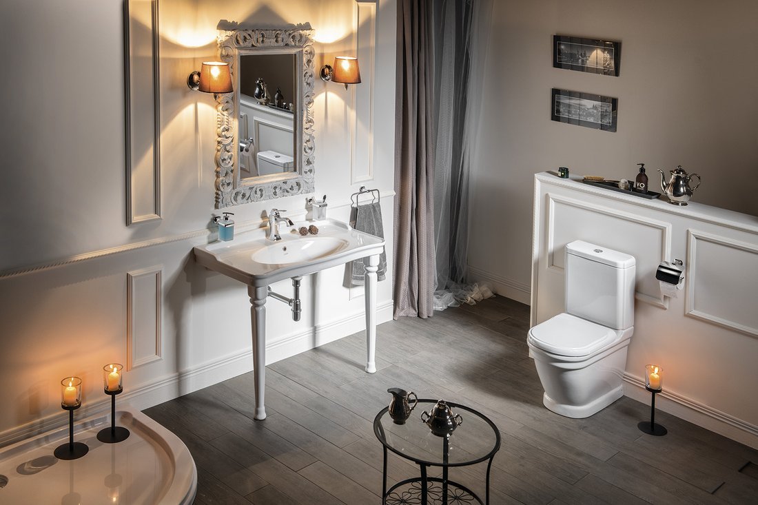 Retro Duoblok WC Met Reservoir Keramiek Antik