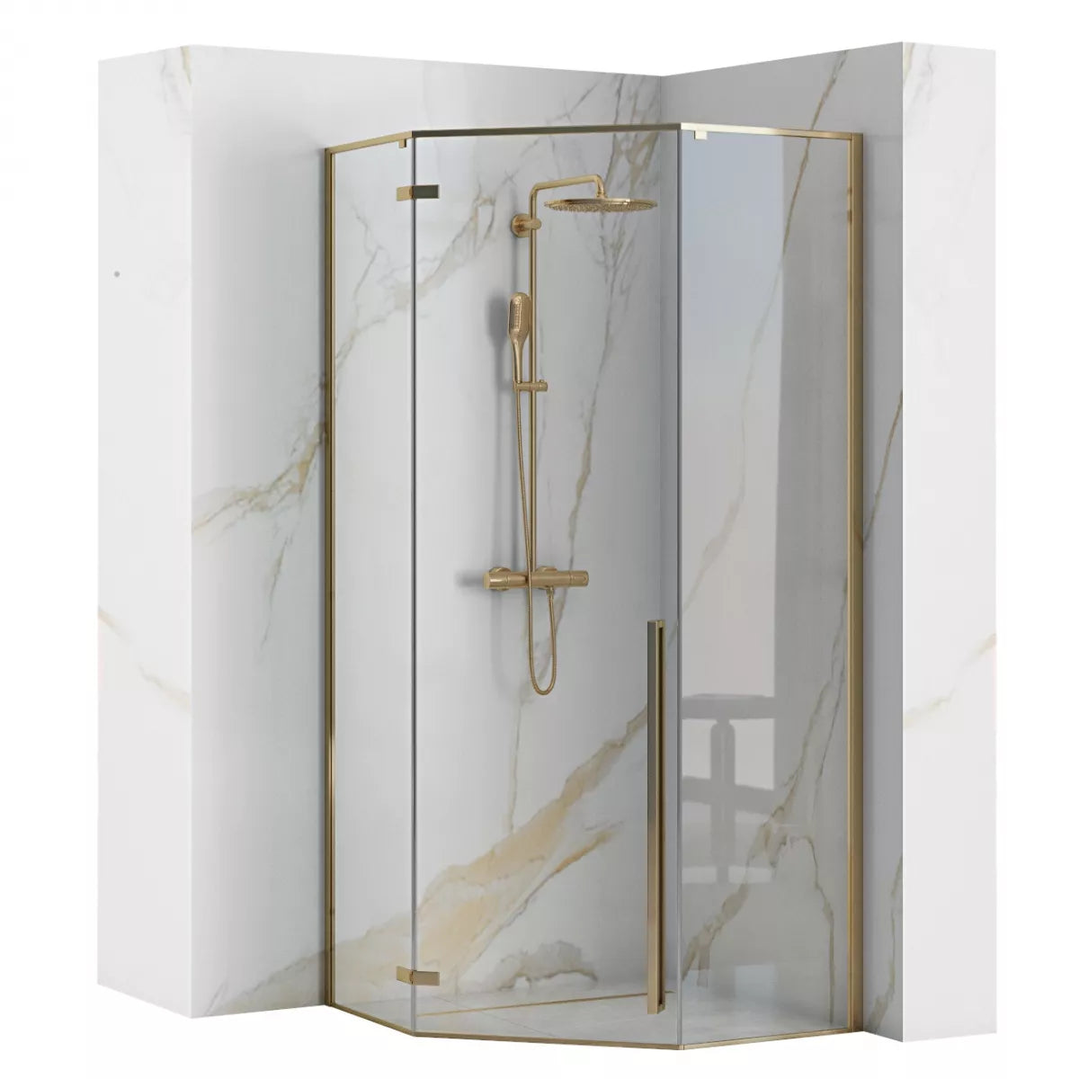 Vijfhoek douchecabine Rea Diamond Goud 90x90