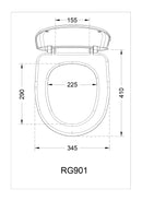 RIGA Toiletbril, ABS scharnieren, boven bevestiging