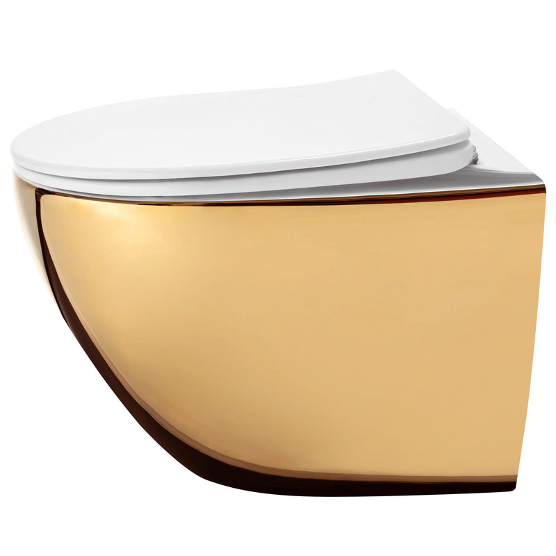 Hangende toilet Rea Carlo Mini Flat Gold White - View 4