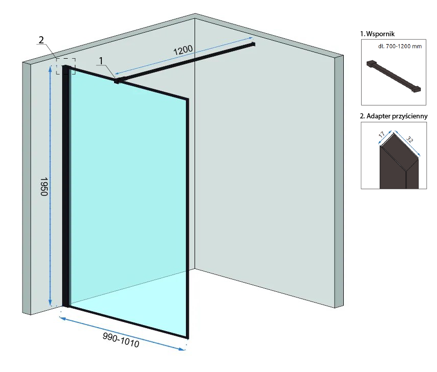 Detail van inloopdouche Rea Bler Chroom