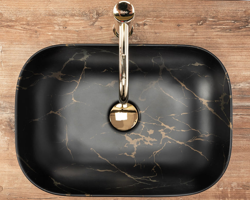 Opzetwastafel Rea Belinda Black Marble Mat - View 4