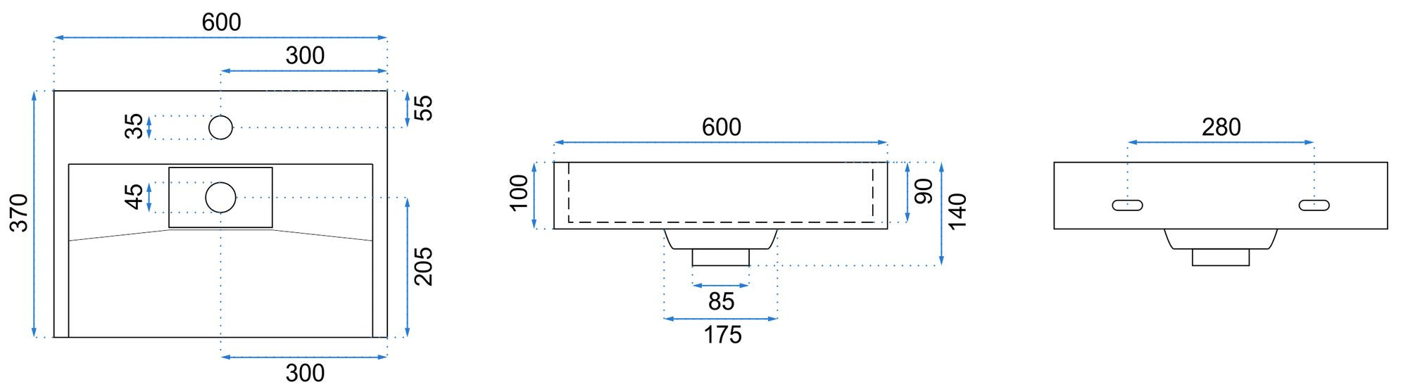 Conglomeraat wastafel Goya 60 cm