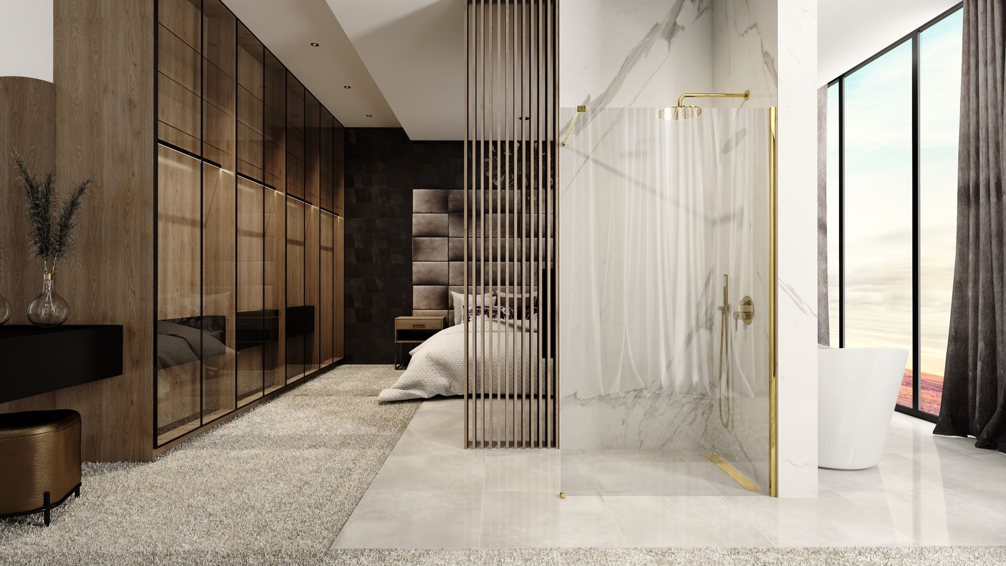 Rea Aero Gold Douchescherm 80 Walk-in
