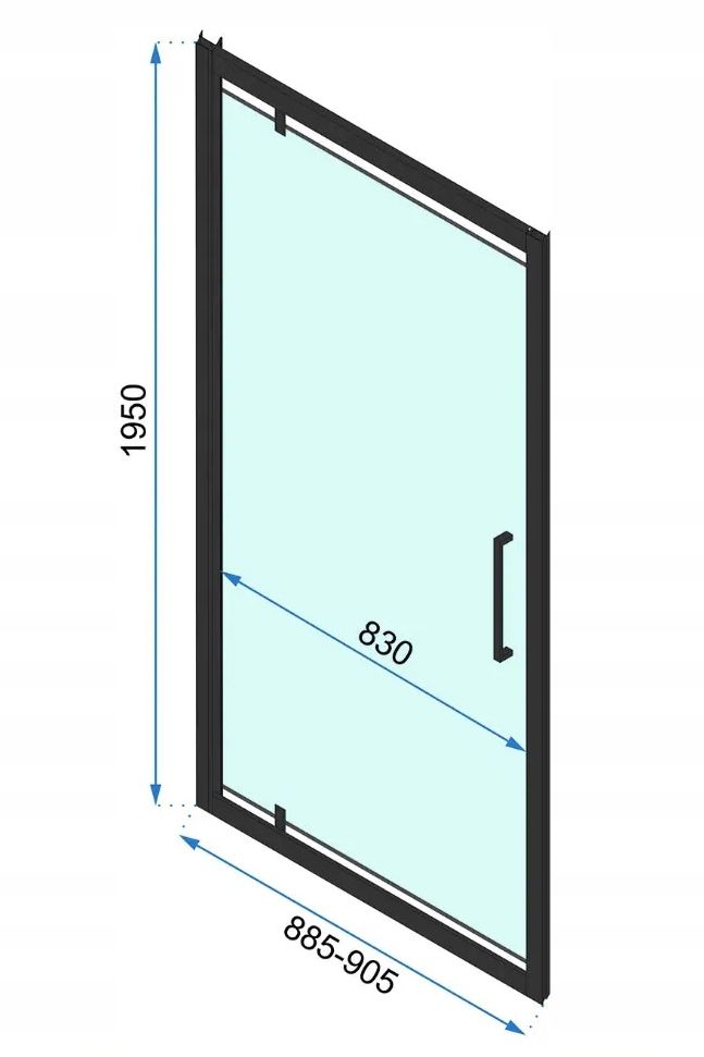 Detail van douchedeur Rea Rapid Swing Geborsteld Messing
