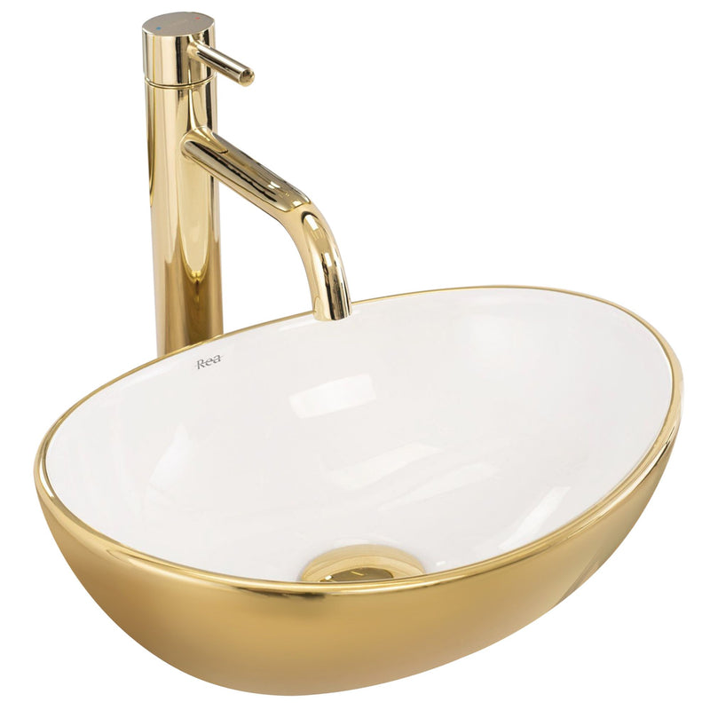 Opzetwastafel Rea Sofia mini Gold/White Shiny