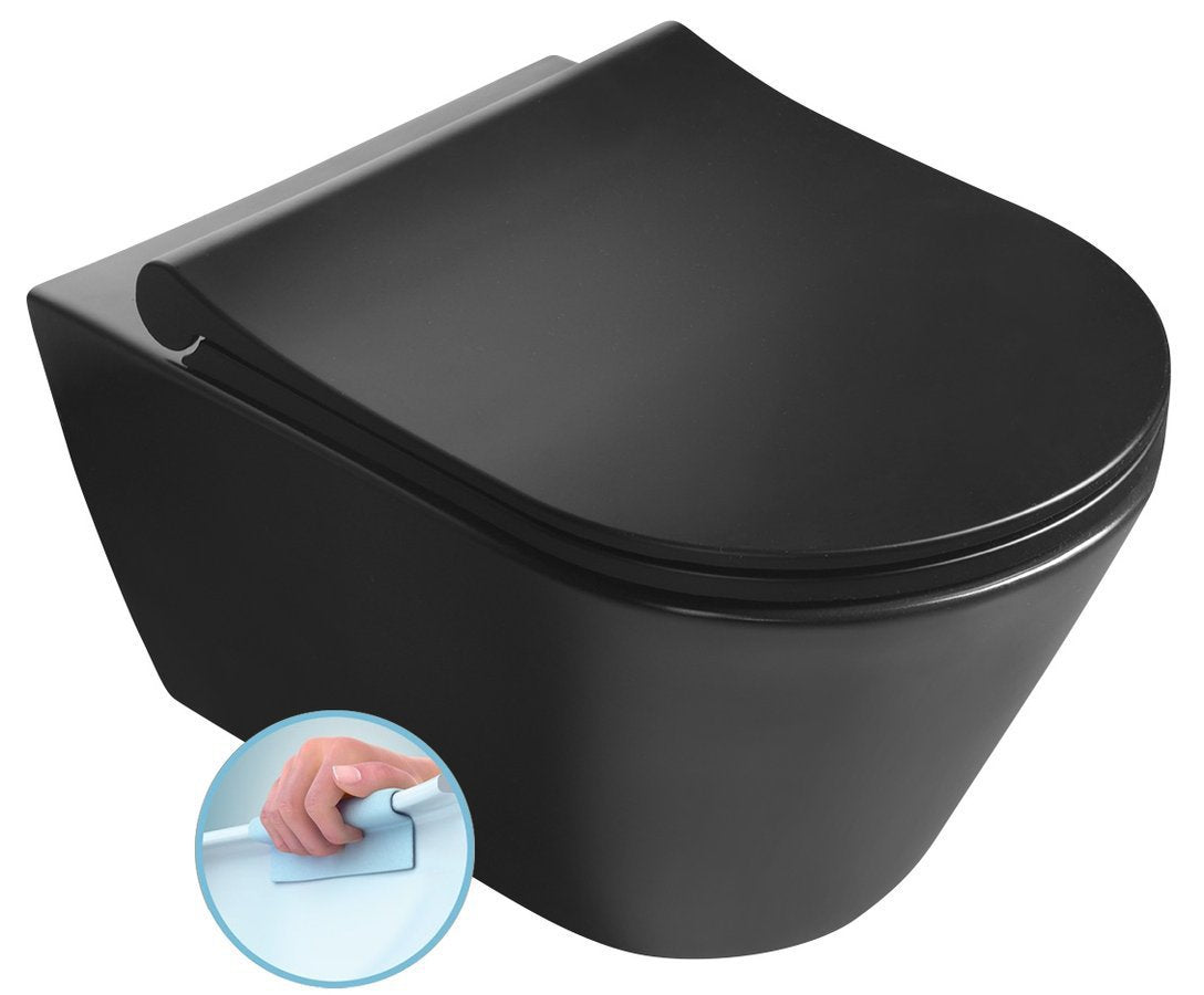 Wandtoilet Avva 35,5X53Cm Mat Zwart Randloos