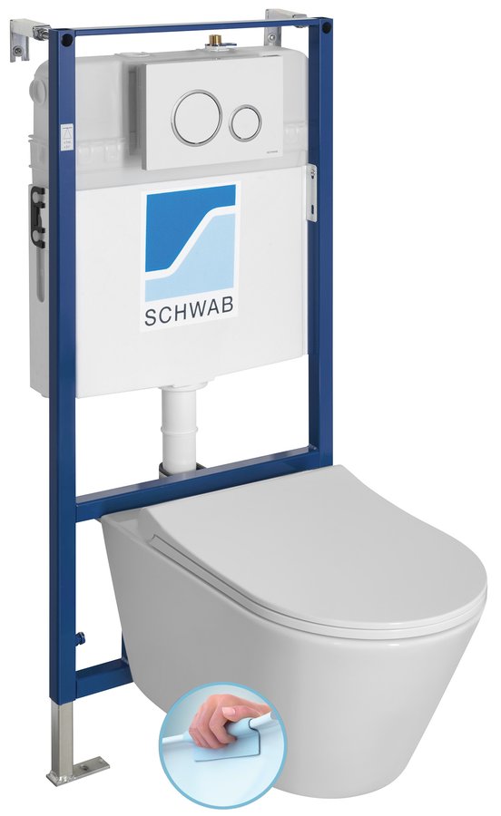 AVVA Rimless Wandtoilet WC met Inbouwframe en drukknop