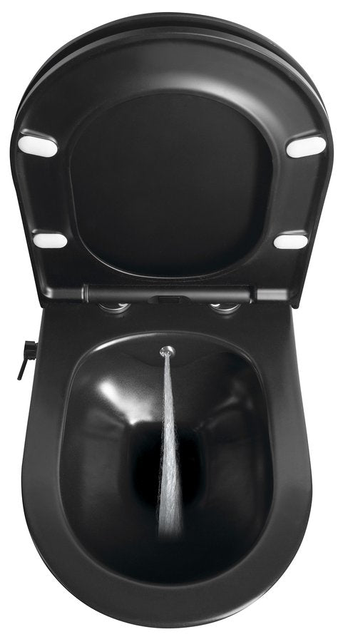 Bidet Toilet Rimless Mat Zwart Avva 35x5x53cm met bediening