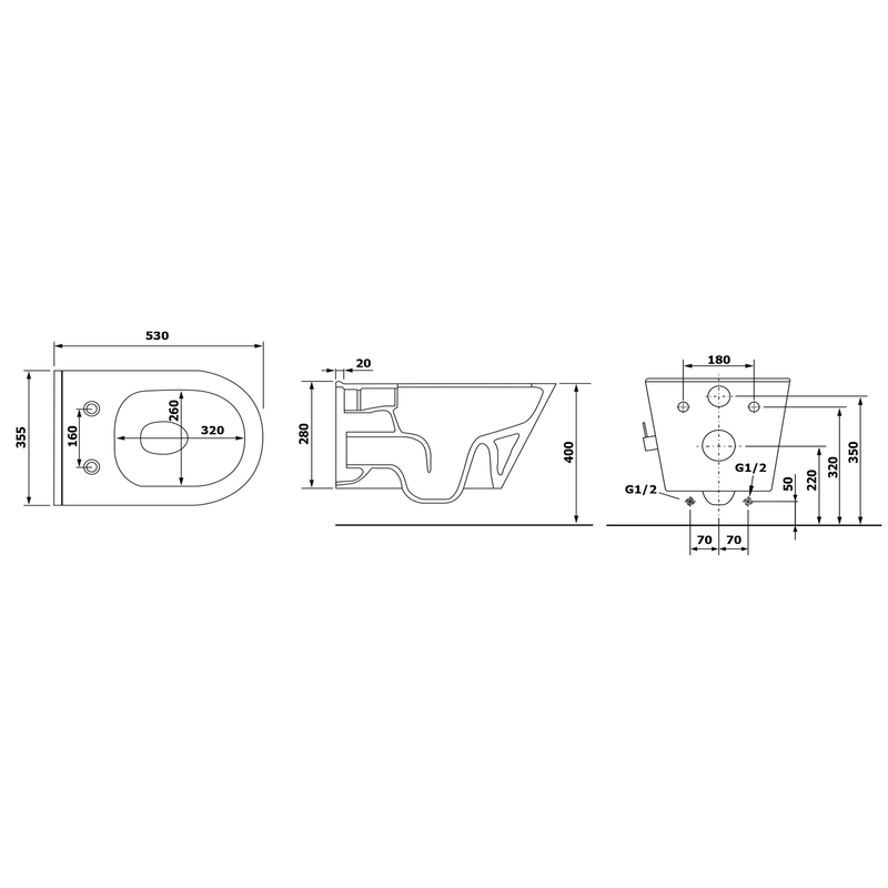 Inbouwset voor Rimless bidet toilet Avva Wit Compleet