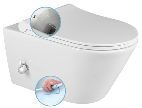 Rimless Bidet Toilet Wit Avva 35x5x53cm inclusief kraan Cleanwash