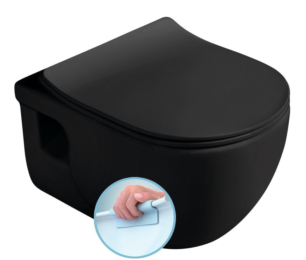 Wandtoilet Brilla 36,5X53Cm Mat Zwart Randloos
