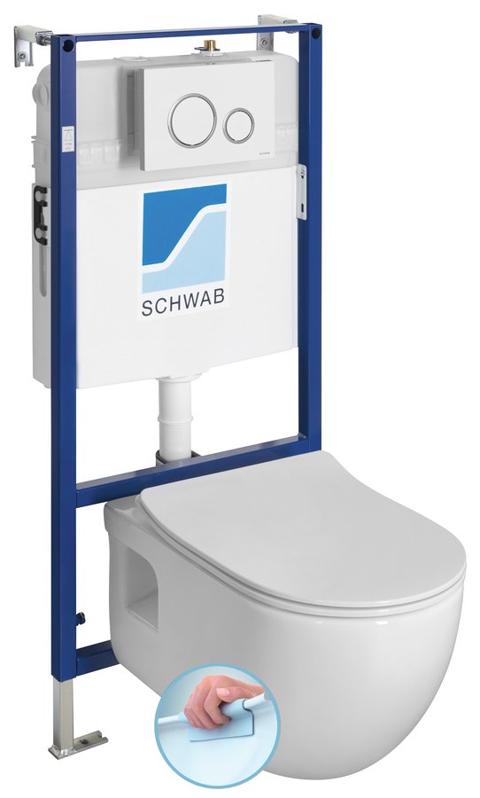 Inbouw Set Rimless Toilet Brilla Compleet Met Drukknop Wit