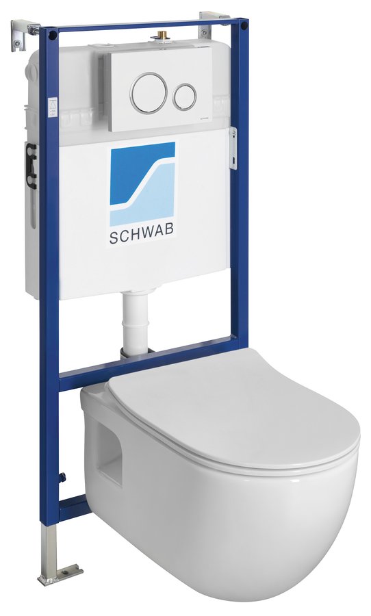 Inbouw Set Rimless Toilet Brilla Compleet Met Drukknop Wit