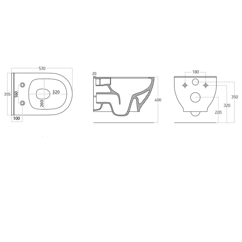 Inbouw Set Rimless Toilet Brilla Compleet Met Drukknop Wit