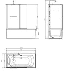 Vanity links bad/douche 170x85 h 218 veiligheidsglas 5 mm