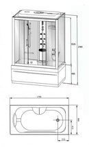 Gesloten douchecabine met bad Paris 170x90cm
