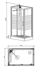 Complete douchecabine thermostatische kraan kitvrij 120x90 Links/Rechts