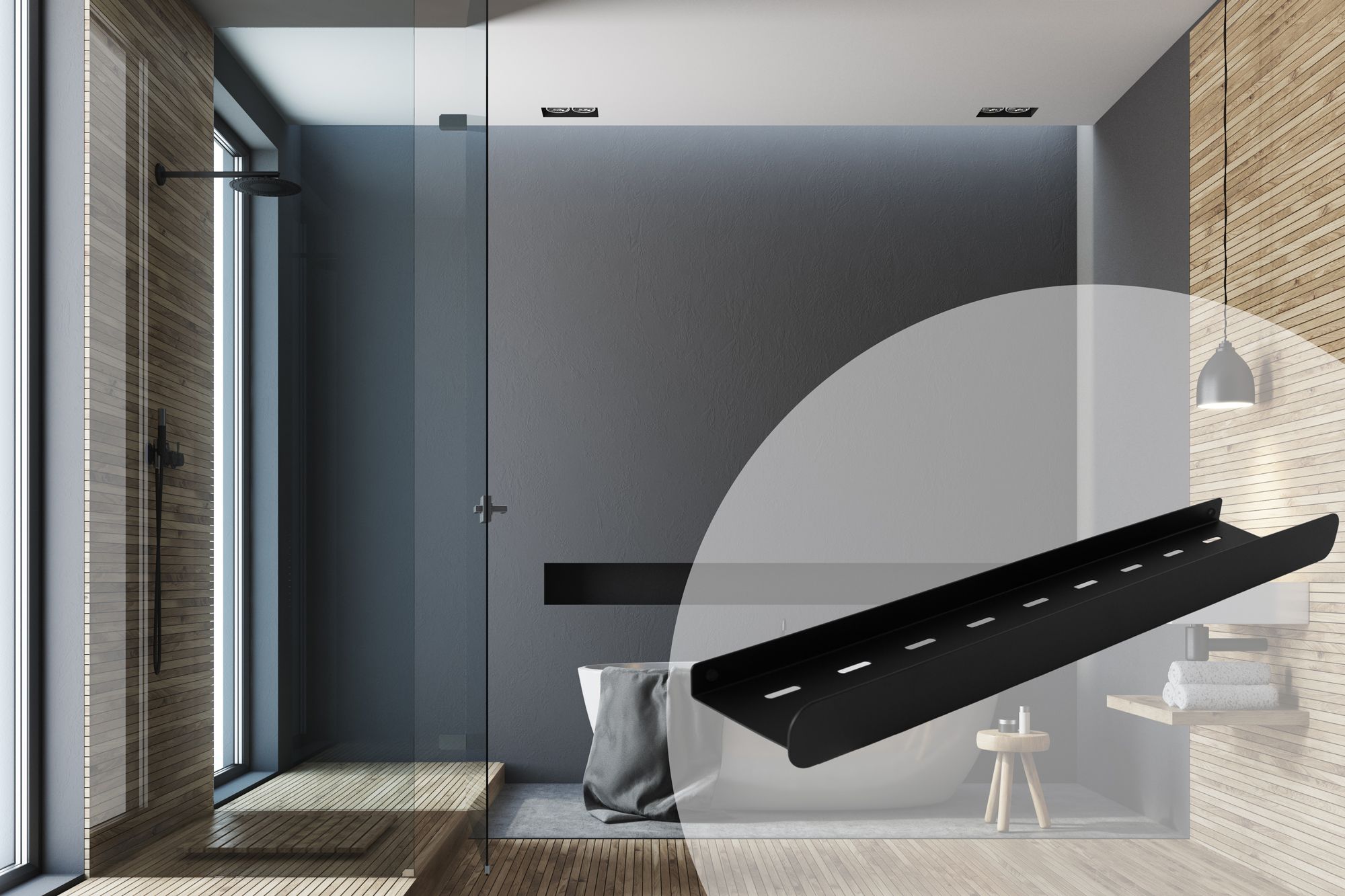 Badkamerplank SF03 60cm black matt