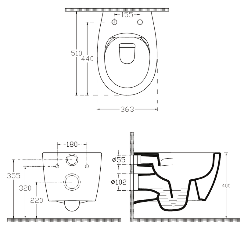 WC SENTIMENTI Rimless wandtoilet met Schwab inbouwsysteem wit