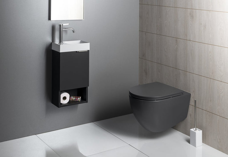 INFINITY Rimless Hangend Toilet 36,5x53cm Antraciet