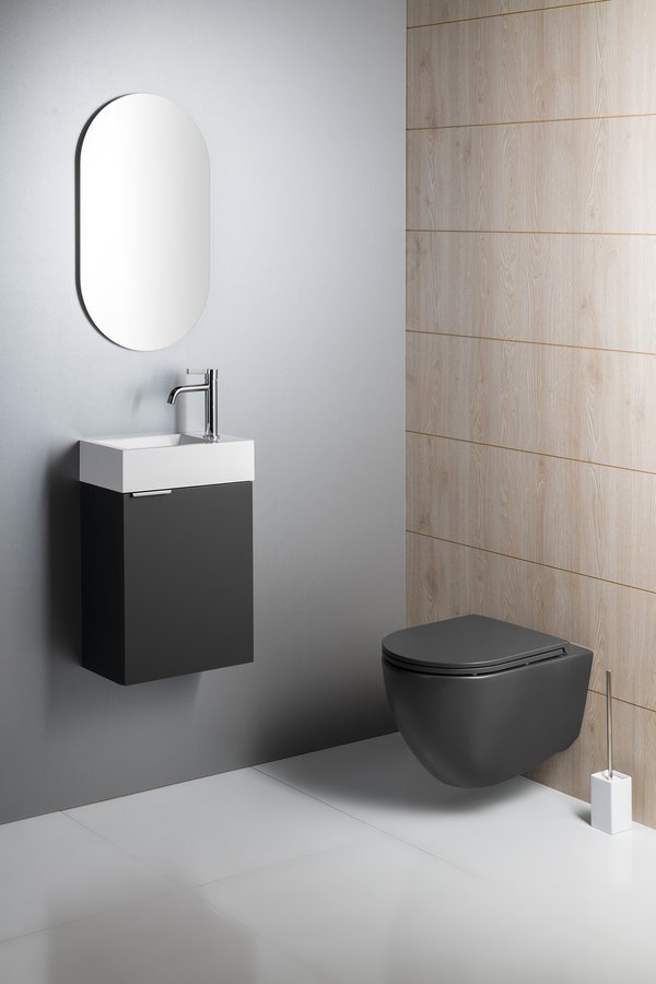 INFINITY Rimless Hangend Toilet 36,5x53cm Antraciet