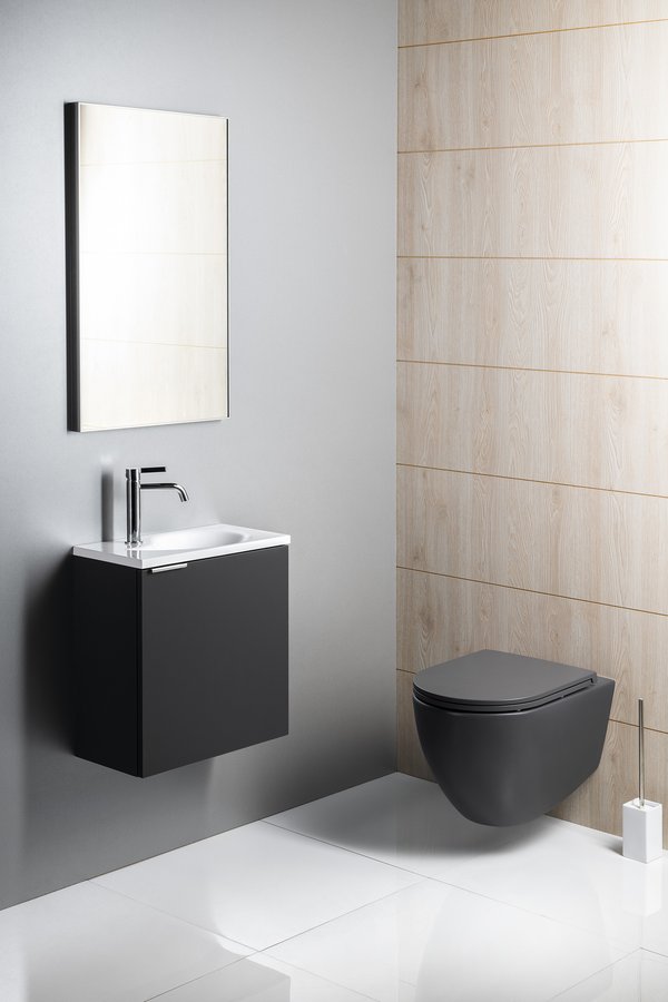 INFINITY Rimless Hangend Toilet 36,5x53cm Antraciet