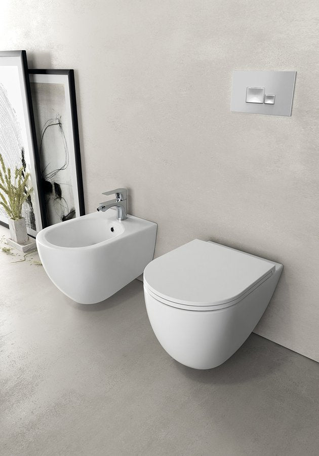 INFINITY Wall-hung toilet, Rimless, 36,5x53cm, white matt