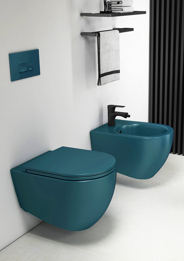 INFINITY Rimless Hangend Toilet 36,5x53cm Mat Groen Petrol