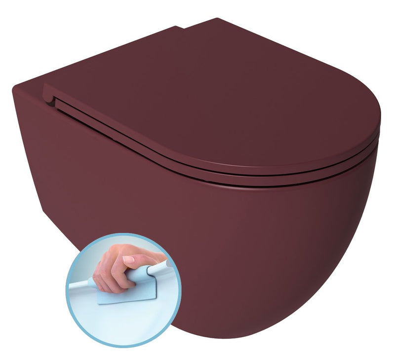 INFINITY Rimless Hangend Toilet 36,5x53cm Bordeaux Rood