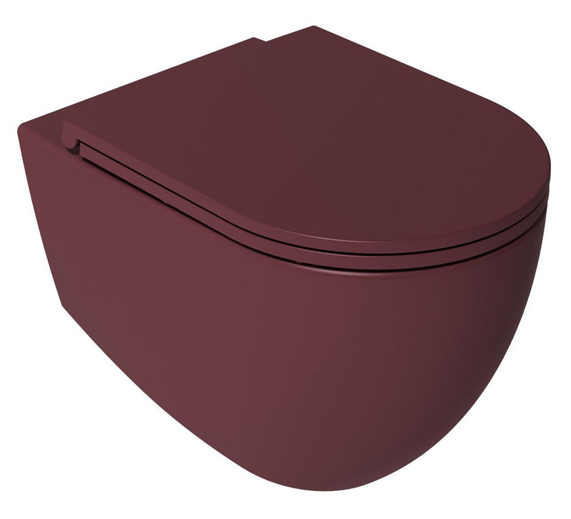 INFINITY Rimless Hangend Toilet 36,5x53cm Bordeaux Rood