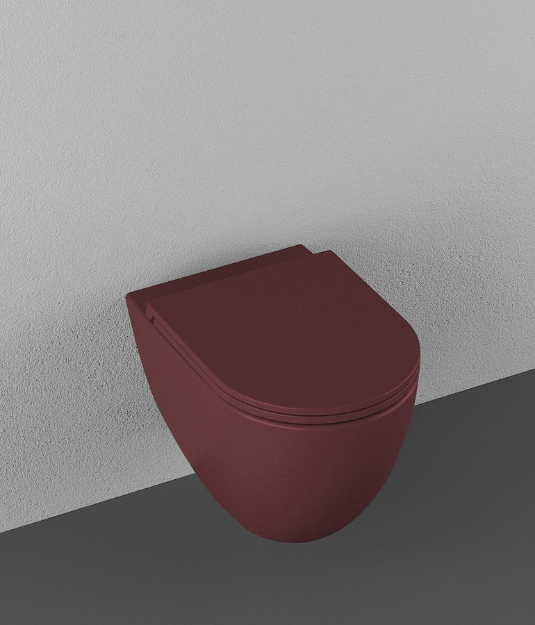 INFINITY Rimless Hangend Toilet 36,5x53cm Bordeaux Rood