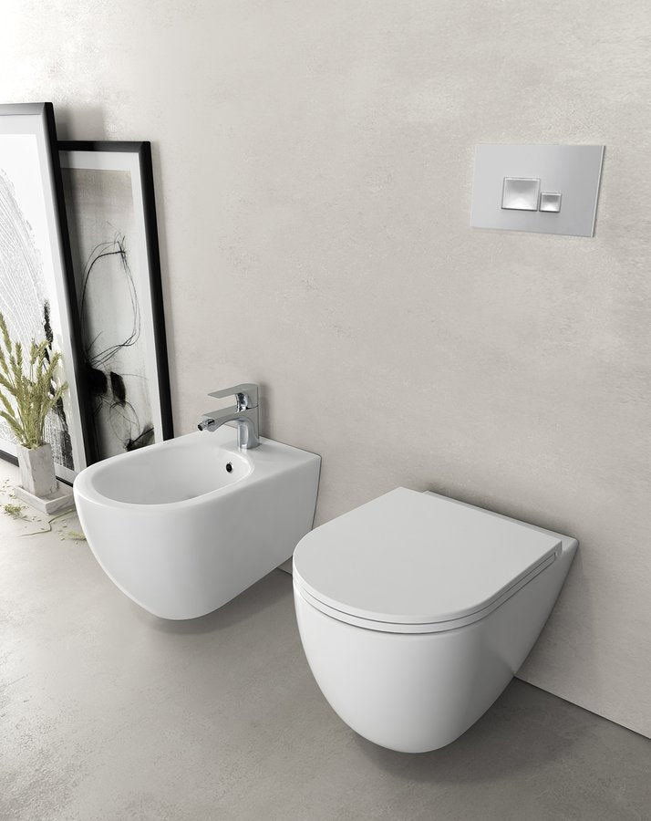 INFINITY Rimless Hangend Toilet 36,5x53cm Glans Wit