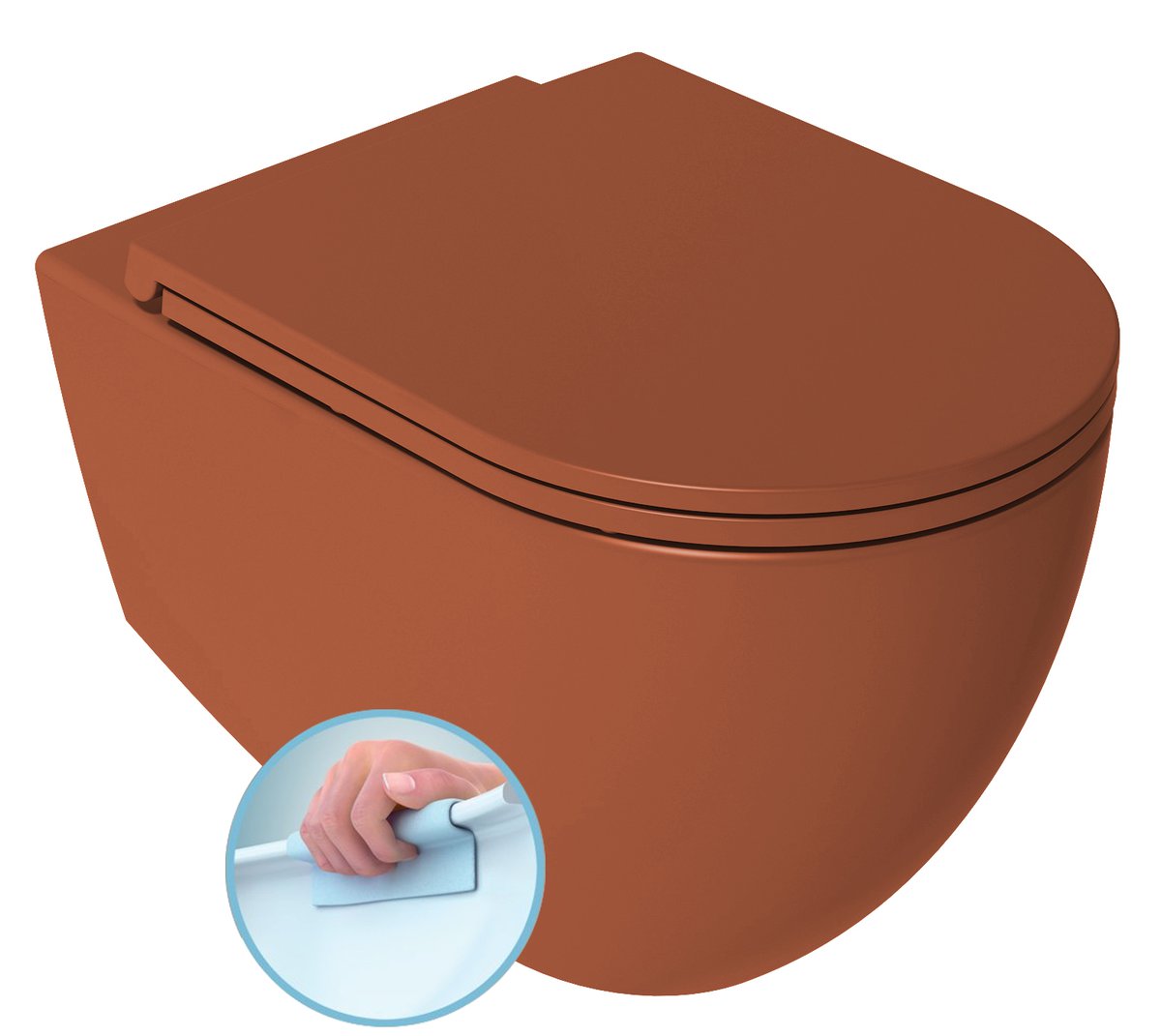 Wandtoilet Infinity 36,5X53Cm Randloos Terracotta