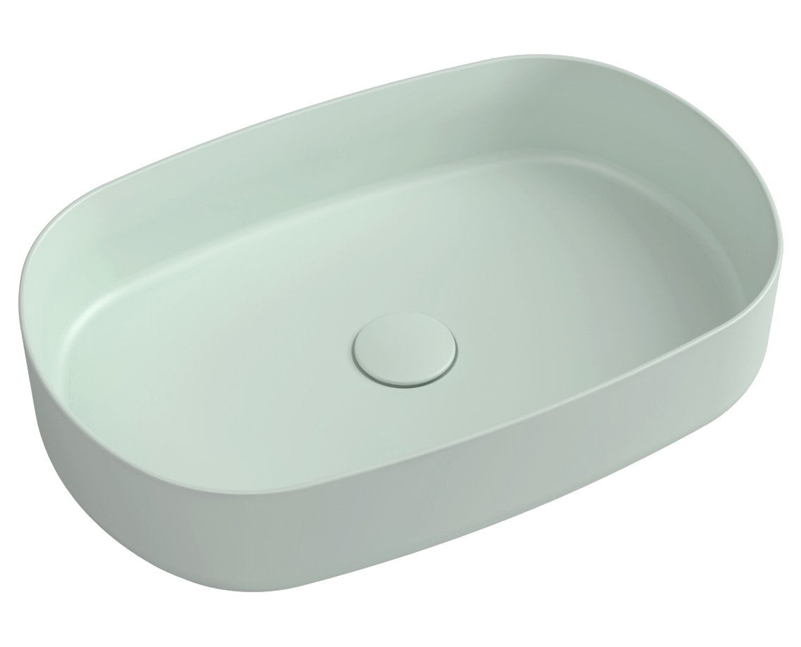 Infinity Ovale Keramische Waskom Voor Opbouw 55x36 Cm Mintgroen