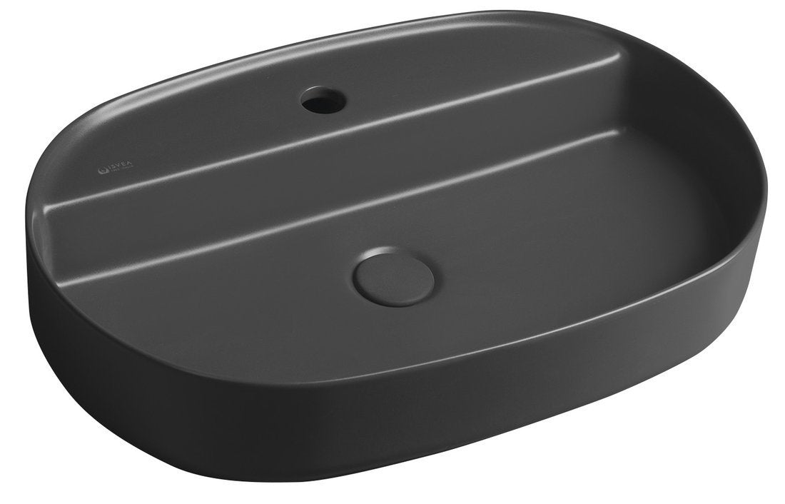 Infinity Ovale Keramische Waskom Voor Opbouw 60x40 Cm Antraciet