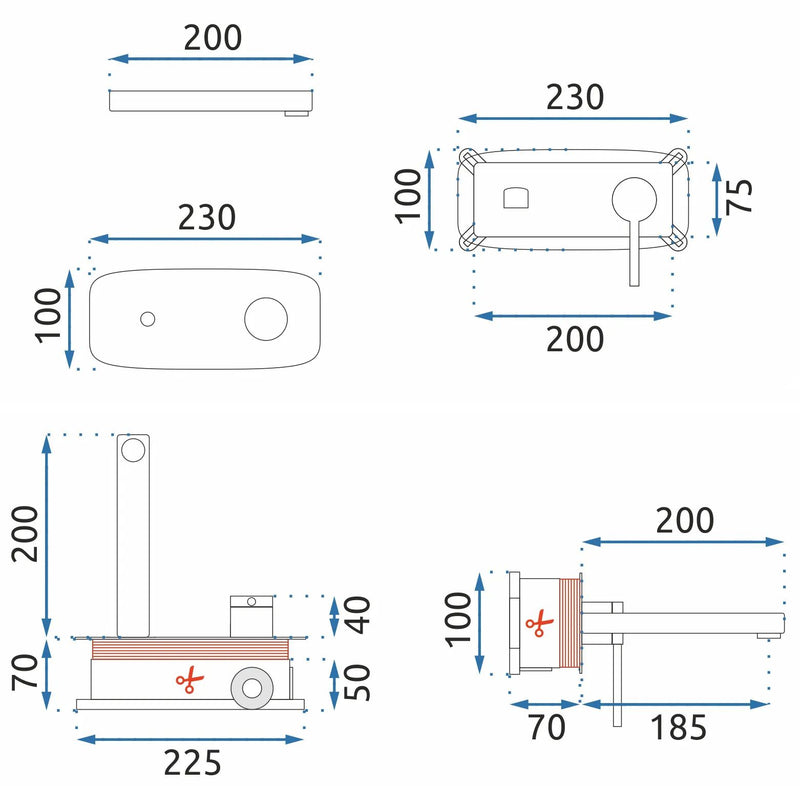 Inbouw wastafelkraan Rea Oval Gold + BOX - View 7