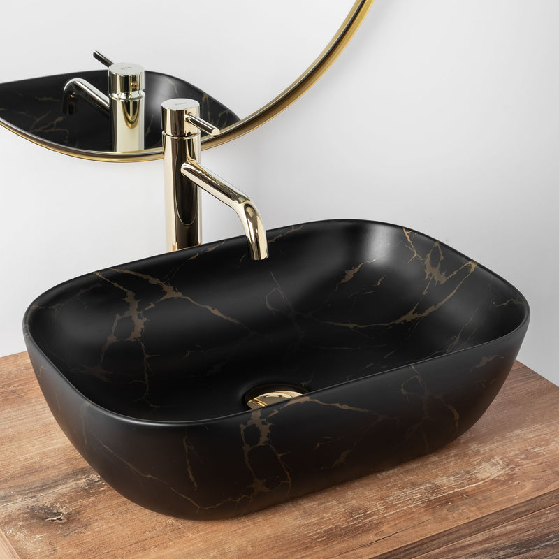 Opzetwastafel Rea Belinda Black Marble Mat - View 2