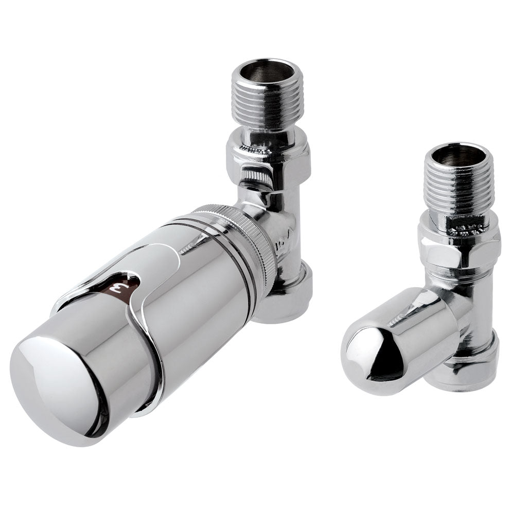 Eastbrook Valve Radiator Aansluitset Recht Met Thermostaat 15mm Chroom