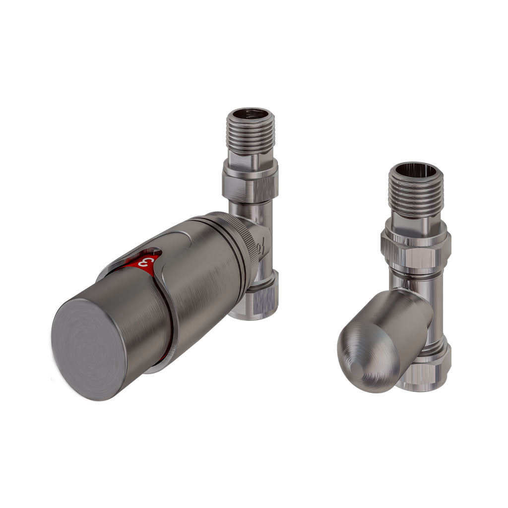 Eastbrook Valve Radiator Aansluitset Recht Met Thermostaat 15mm Gun Metal
