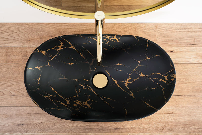 Opzetwastafel REA Royal In Black Marble Gold - View 3