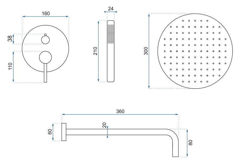 Inbouw regendoucheset Rea Lungo Chrom  + BOX - View 10